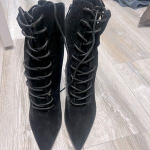 Black lace up high heel Steve Madden boots